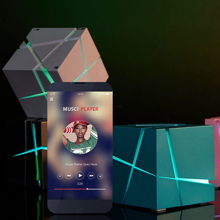 Qone Cube AI Smart Voice-Controlled Bluetooth Speaker RGB Light Mini Wireless Audio, Color: White by buy2fix