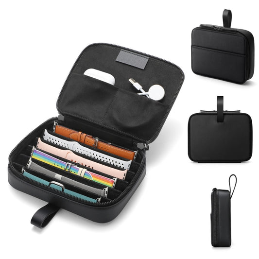 PU Leather Watch Strap Organizer Box For Apple Watch Band Travel Storage Case(Black) by buy2fix