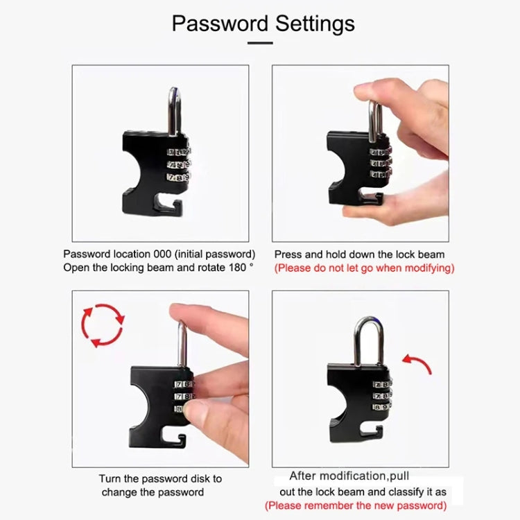 Motorcycle Helmet Anti-Theft Lock Fixed Helmet Combination Padlock, Color: Black by buy2fix