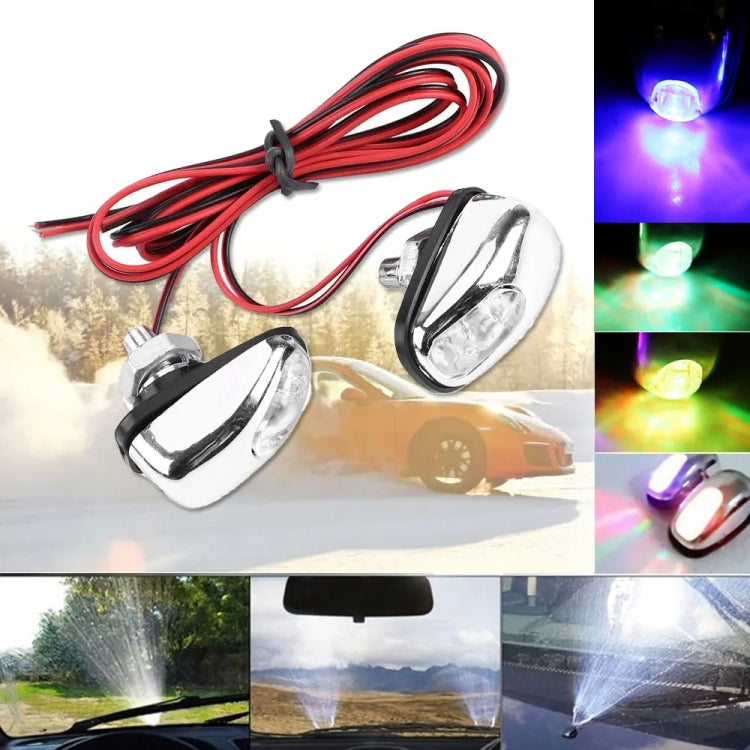 Car Wiper Sprayer Spray Decorative Lamp LED Hood Spray Lights(White) by buy2fix