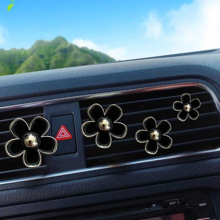 4pcs/set Small Chrysanthemum Perfume Alloy Jewelry Car Air Outlet Decoration Clip, Color: Black by buy2fix