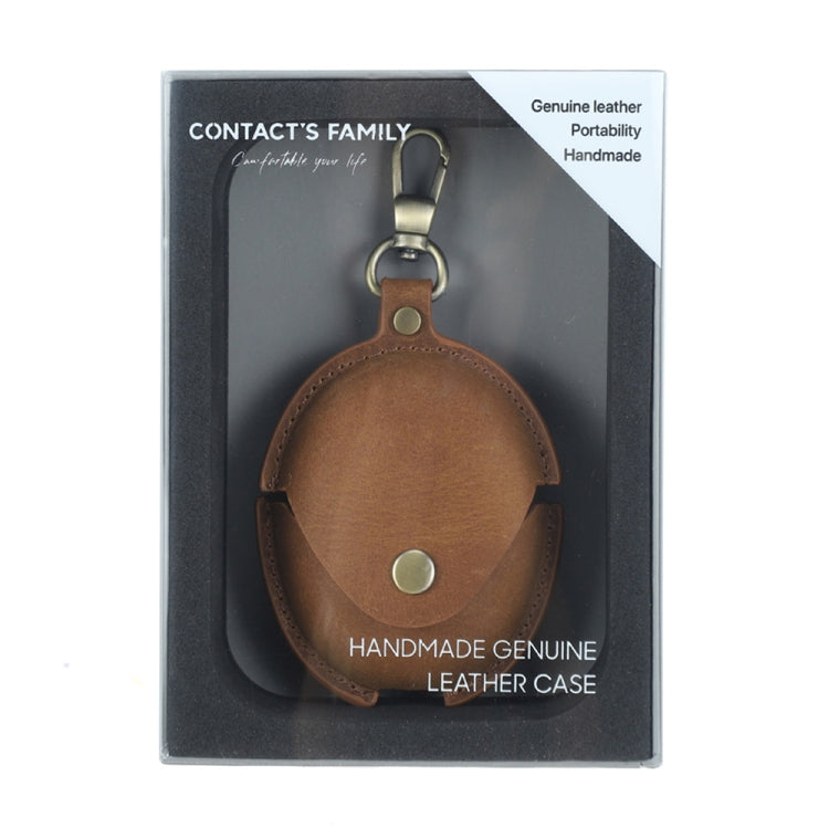 For Huawei FreeBuds 5 CONTACTS FAMILY CF1170 Cowhide Anti-Fall Bluetooth Earphone Protective Case(Brown) by CONTACTS FAMILY