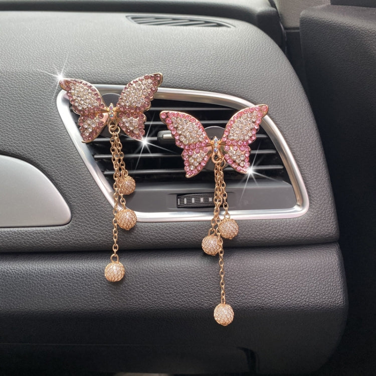 Butterfly Tassel Pearl Diamond Car Air Vent Aromatherapy Clip(Purple) by buy2fix