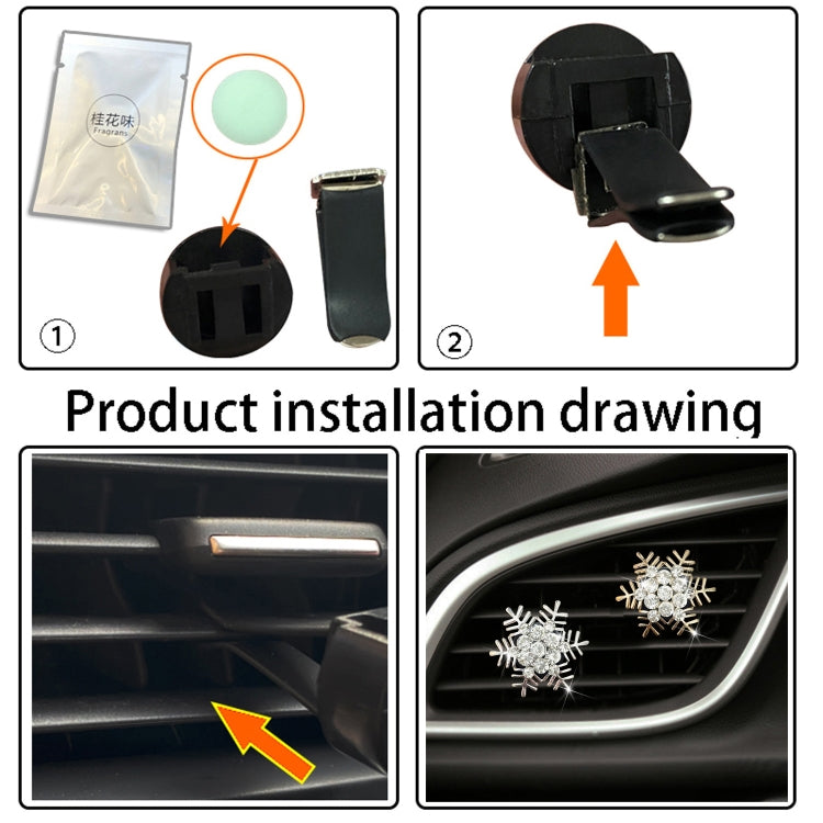 Rhinestone Metal Snowflake Car Air Vent Aromatherapy Decorative Clip(Silver) by buy2fix