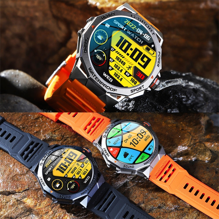K62 1.43 Inch Waterproof Bluetooth Call Weather Music Smart Sports Watch, Color: Black Three-bead Steel by buy2fix