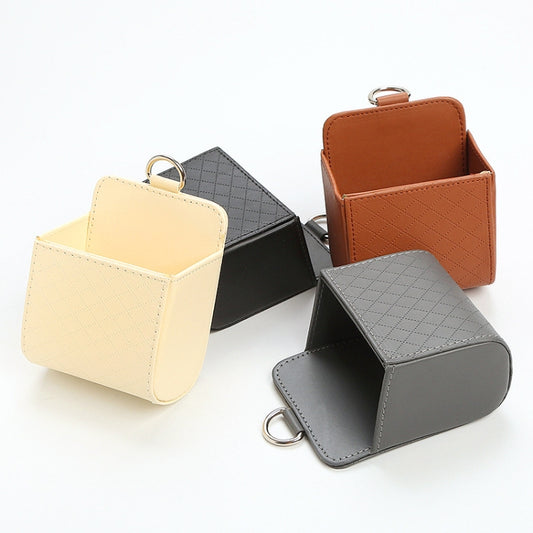 Car Air Outlet Leather Multifunctional Mobile Phone Card Hanging Storage Box, Color: Brown by buy2fix