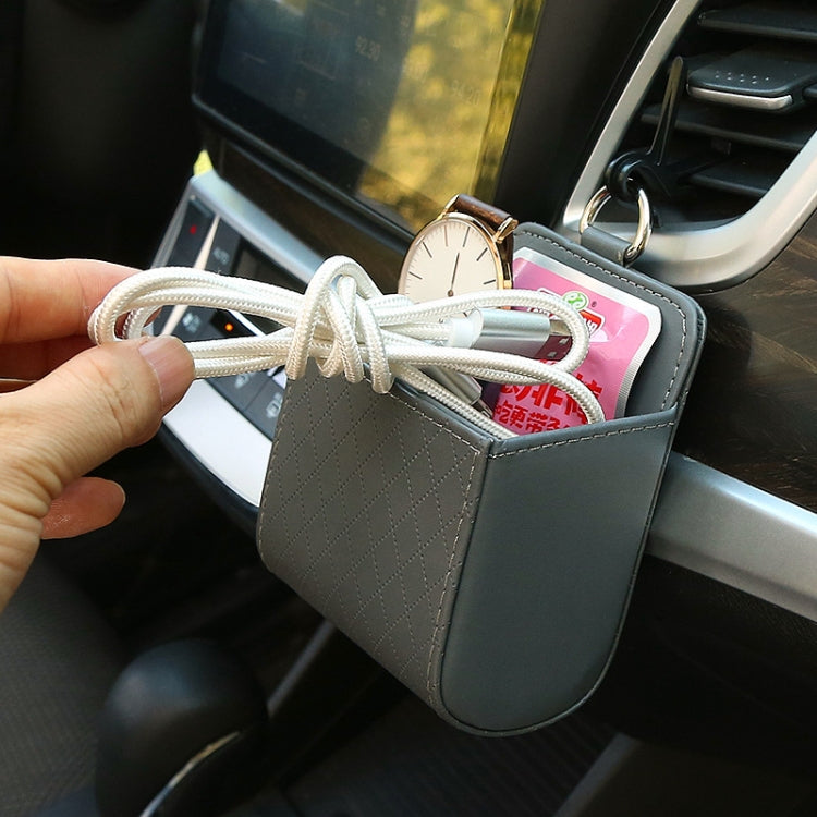 Car Air Outlet Leather Multifunctional Mobile Phone Card Hanging Storage Box, Color: Black by buy2fix