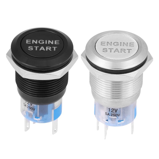19MM Car Modification One-Button Start Switch Waterproof LED Metal Button(Black) by buy2fix