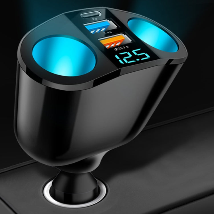 Dual USB Type-C Real-time Digital Display Cigarette Lighter Expansion Car Charger, Model: 66W Dual A+C by buy2fix