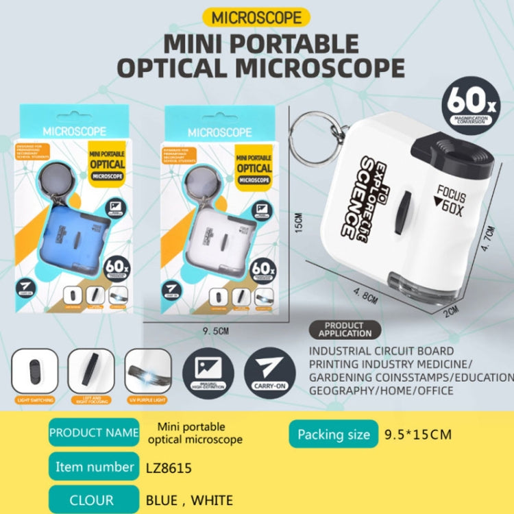 60x Portable Mini Microscope Pendant With LED Lights Outdoor Exploration Observation Fun Kids Toys(Blue) by buy2fix