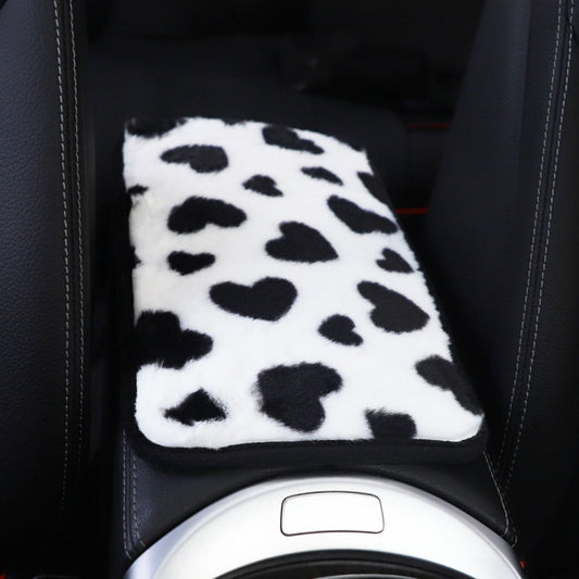 Plush Heart Pattern Car Center Console Cover Mat 32x19cm(Black) by buy2fix