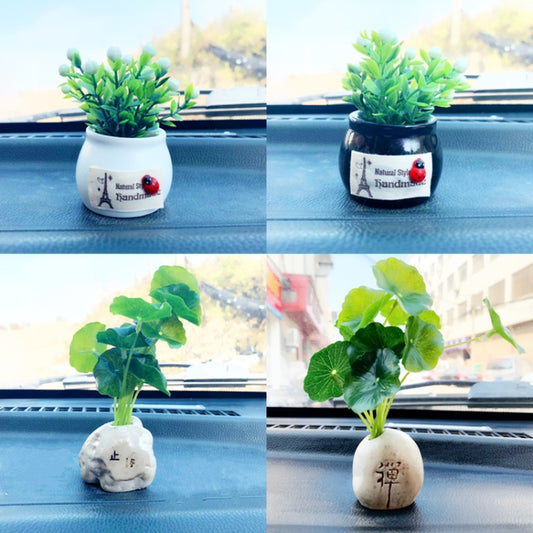 Mini Car Potted Ornaments Decoration Simulated Flower Pots, Style: Lucky Fruit Black Bottle by buy2fix