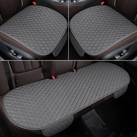 Non-Slip Rhombus Imitation Linen Car Seat Cushion, Color: Gray Front Row by buy2fix