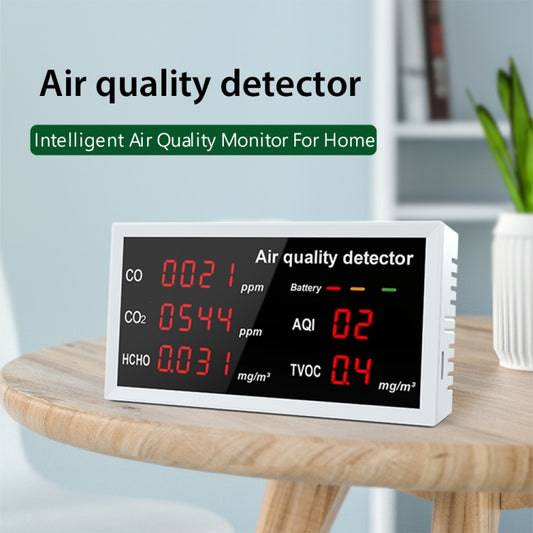 5-in-1 Indoor Home Portable Air Monitor TVOC Formaldehyde Detector(W17A Light Gray) by buy2fix