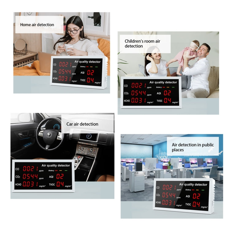 5-in-1 Indoor Home Portable Air Monitor TVOC Formaldehyde Detector(W17 White) by buy2fix