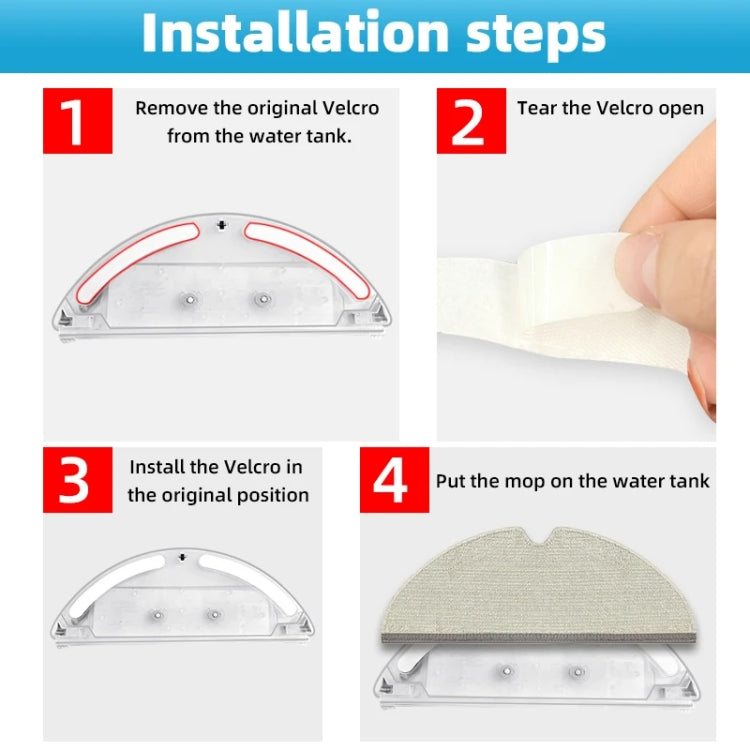 For Xiaomi/Roborock Sweeper T4/T6/T7 PRO/P5/S50 Water Tank Fixing Sticker(4pcs/set) by buy2fix