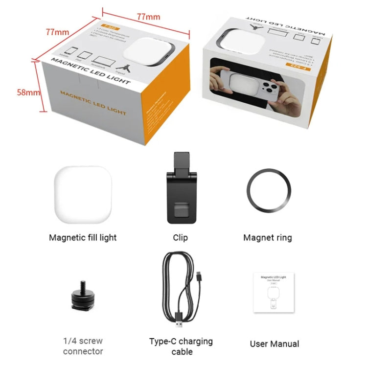 Mini Magnetic Fill Light Rechargeable Tri-Color Temperature Selfie Light by buy2fix