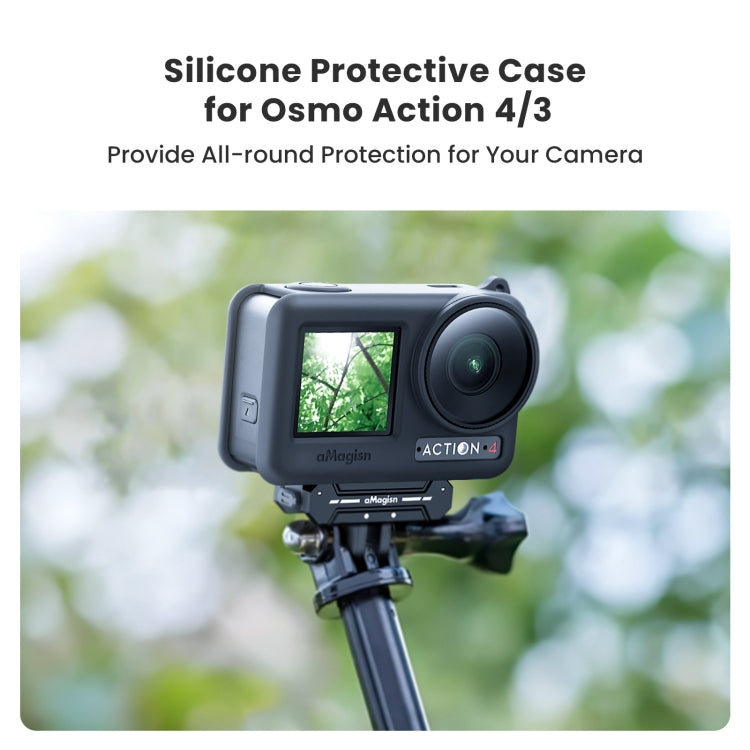 For DJI Osmo Action 4 / 3 aMagisn Silicone Protection Case Camera Protection Accessories(Black) by aMagisn