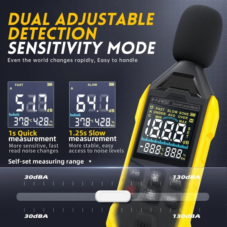 FNIRSI Noise Decibel Meter Home Volume Detector(Yellow) by FNIRSI