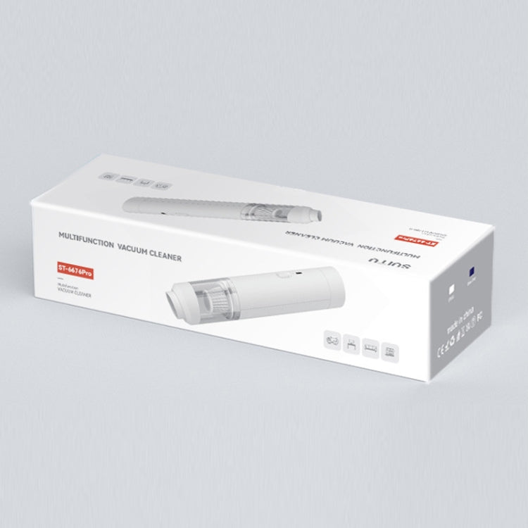 SUITU ST-6676 7pcs /Set Cordless Vehicle Vacuum Cleaner Home And Car Brushless Cylinder Blower(White) by SUITU