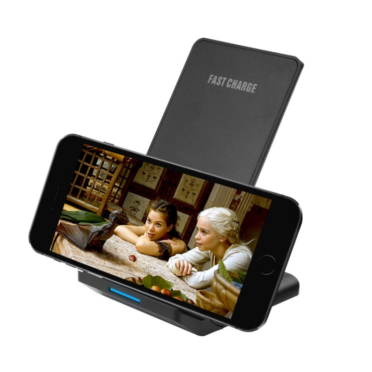 R2 10W Vertical Mobile Phone Wireless Charger Smart Fast Charge Charging Stand Desktop Stand(Black) by buy2fix