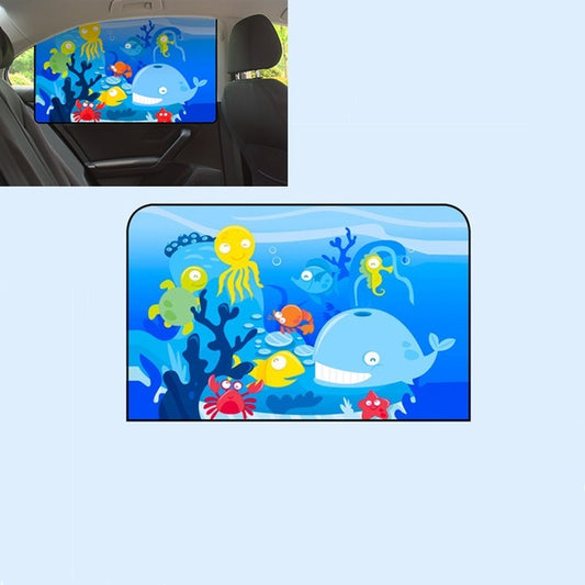 Car Cartoon Magnetic Sunshade Sunscreen Telescopic Collapsible Sunshield, Size:Rear Square(Underwater World) by buy2fix