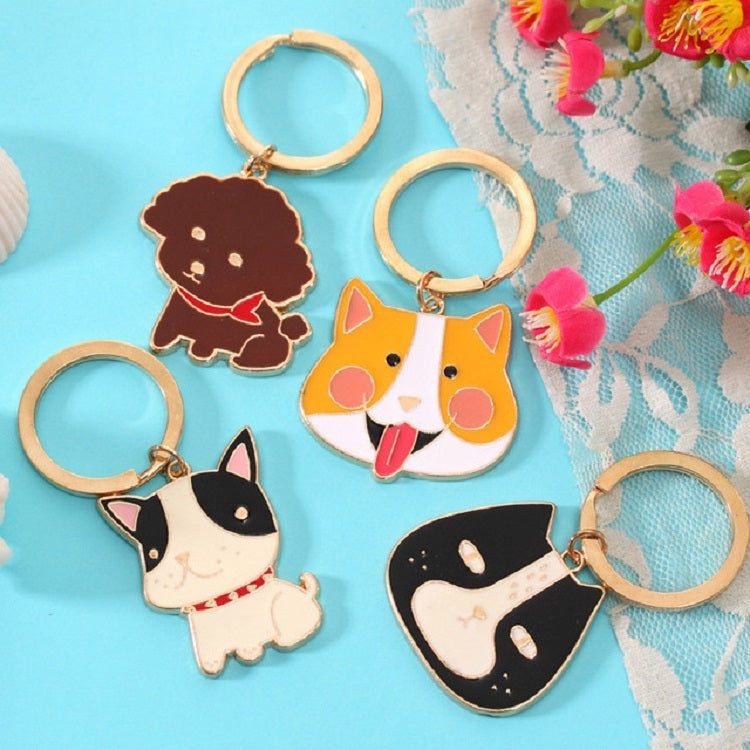 4 PCS Cartoon Animal Head Keychain Car Metal Ornament Key Ring, Style:Corgi by buy2fix