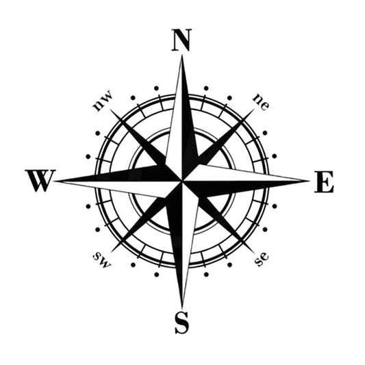 10 PCS Art Design Vinyl NSWE Compass Car Stickers Decals, White + Black by buy2fix