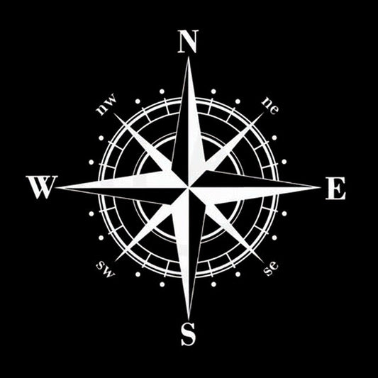 10 PCS Art Design Vinyl NSWE Compass Car Stickers Decals, Black + White by buy2fix