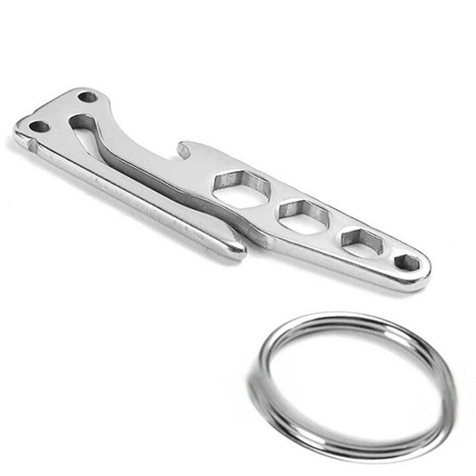 Multi-function Bottle Opener Keychain Outdoor Pocket Tool Pry Bar Hex Key Wrench by buy2fix