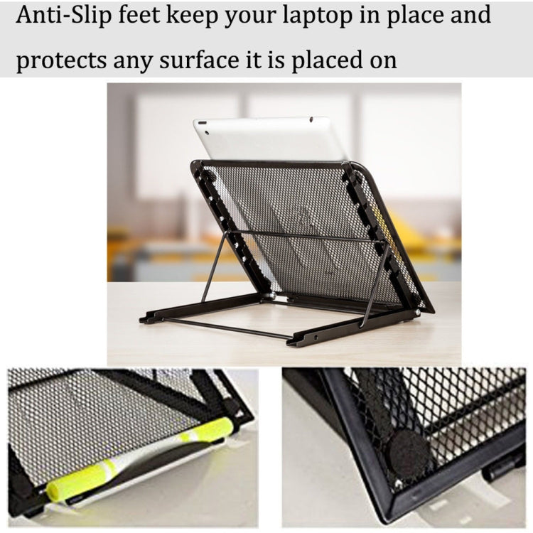 Portable Desktop Folding Cooling Metal Mesh Adjustable Ventilated Holder(Black) by buy2fix