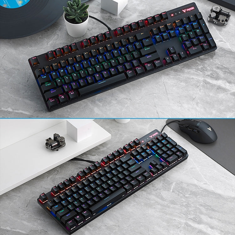Rapoo V500 PRO Mixed Light 104 Keys Desktop Laptop Computer Game Esports Office Home Typing Wired Mechanical Keyboard(Red Shaft) by Rapoo