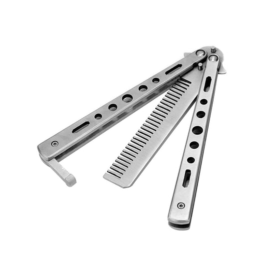 Salon Stainless Steel Practice Comb Practice Knife (Uncut) Butterfly Comb(Silver) by buy2fix