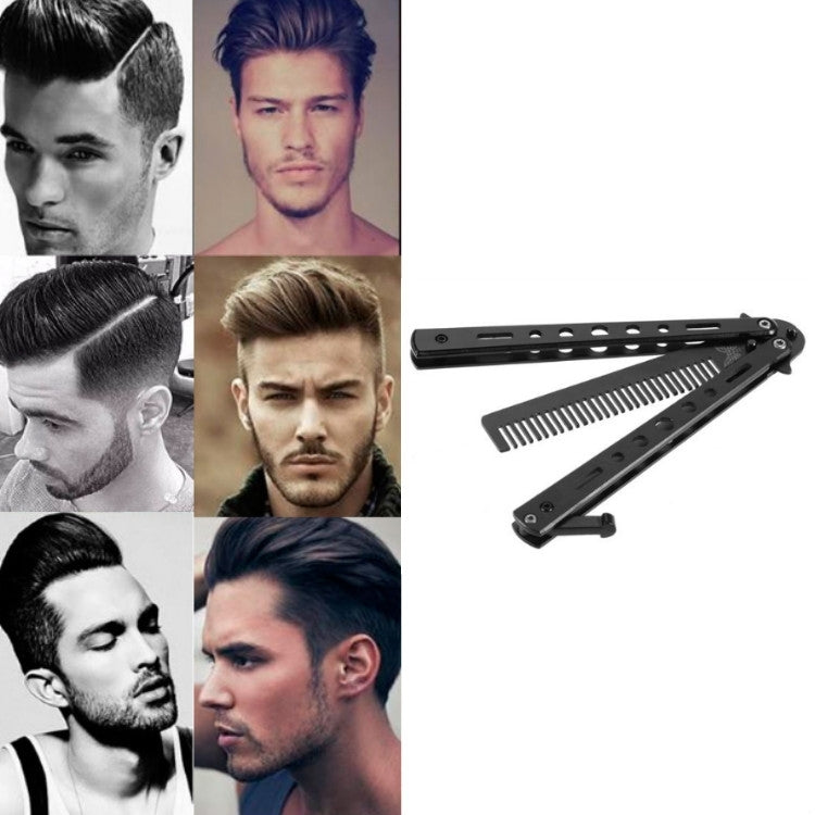 Salon Stainless Steel Practice Comb Practice Knife (Uncut) Butterfly Comb(Black) by buy2fix