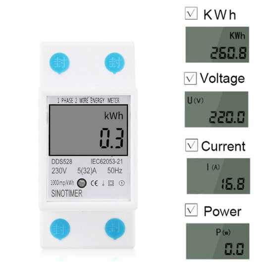 DDS528 5-32A 230V 50Hz Single-phase Household DIN Rail Electronic Multi-function Energy Meter by buy2fix