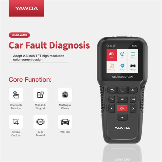 YAWOA YA401 Car Engine Fault Diagnostic Instrument OBD2 Car Fault Reading Card Battery Detector by buy2fix
