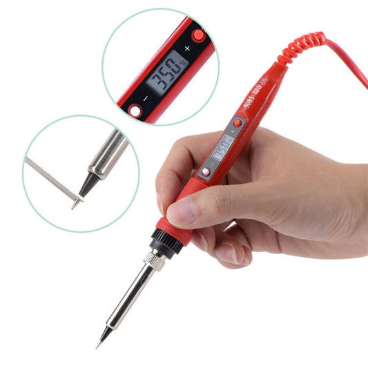 908S 80W LCD Thermostat Soldering Iron Constant Temperature Soldering Iron, Plug Type:US Plug(Red) by buy2fix