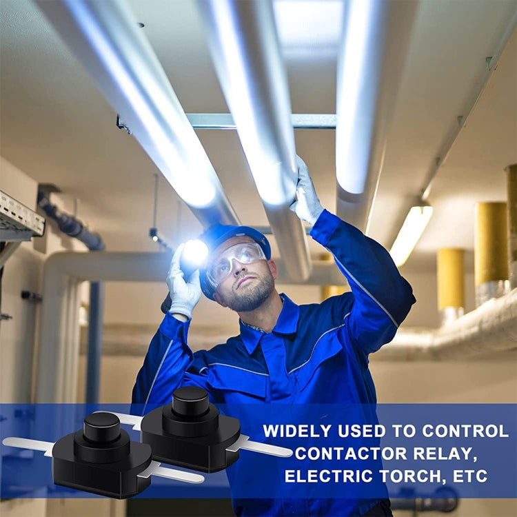 20 PCS YT-1208-YD LED Flashlight Button Switch, Style:Straight Feet(Black) by buy2fix