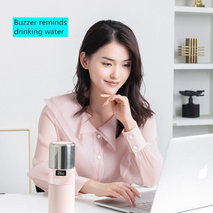 Creative Intelligent USB Rechargeable Cold Warm Cup Cool 55 Degrees Vacuum Flask With Handle 316 Stainless Steel Smart Water Cup, Capacity:340ml, Style:Black Aurora by buy2fix