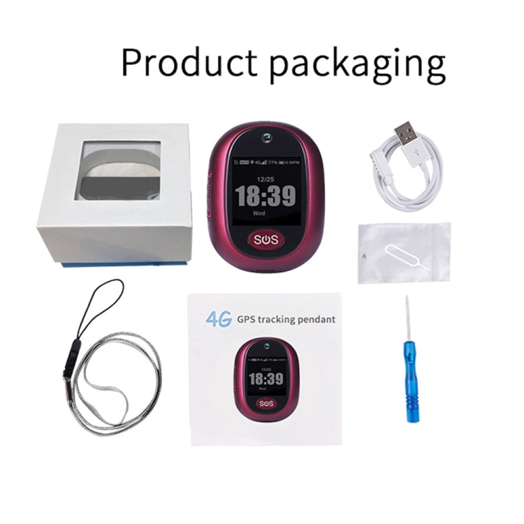 REACHFAR RF-V45-A Mini Touch Screen GPS Smart Tracker Pendant, Support SOS / Camera / Health Management / Video Calling / 4G LTE, For Asia/Europe/Africa / Australia(Wine Red) by REACHFAR
