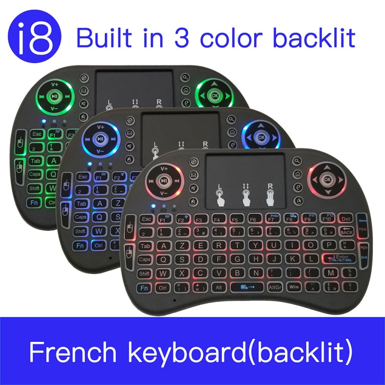 Support Language: French i8 Air Mouse Wireless Backlit Keyboard with Touchpad for Android TV Box & Smart TV & PC Tablet & Xbox360 & PS3 & HTPC/IPTV by buy2fix