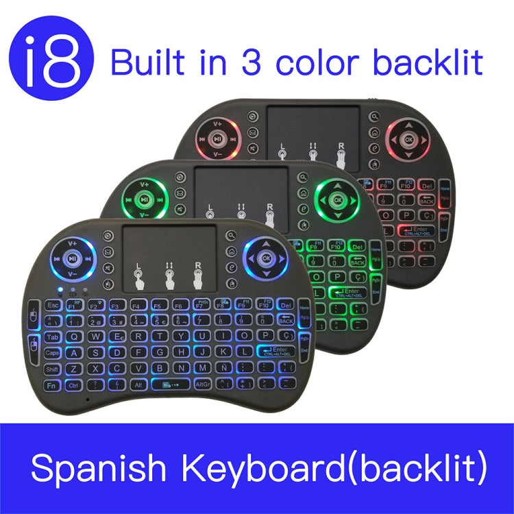 Support Language: Spanish i8 Air Mouse Wireless Backlight Keyboard with Touchpad for Android TV Box & Smart TV & PC Tablet & Xbox360 & PS3 & HTPC/IPTV by buy2fix