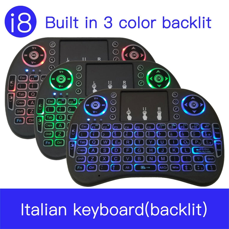 Support Language: Italy i8 Air Mouse Wireless Backlight Keyboard with Touchpad for Android TV Box & Smart TV & PC Tablet & Xbox360 & PS3 & HTPC/IPTV by buy2fix