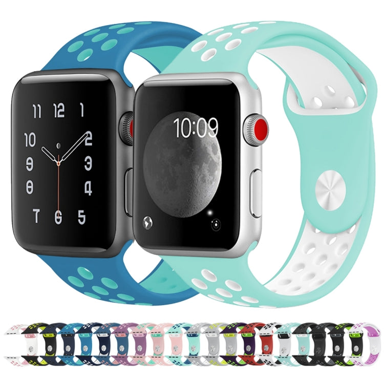 For Apple Watch Series 10 42mm / 9&8&7 41mm / SE 3&SE 2&6&SE&5&4 40mm / 3&2&1 38mm Fashionable Classical Silicone Sport Watch Band(Green Blue) by buy2fix