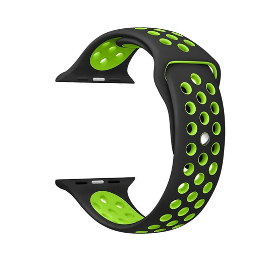 For Apple Watch Ultra 49mm&Watch Ultra 2 49mm / Series 10 46mm / 9&8&7 45mm / SE 3&SE 2&6&SE&5&4 44mm / 3&2&1 42mm Fashionable Classical Silicone Sport Watch Band(Black Green) by buy2fix