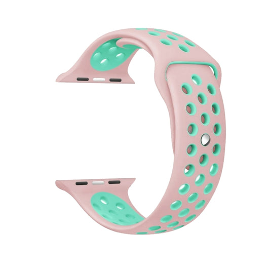For Apple Watch Ultra 49mm&Watch Ultra 2 49mm / Series 10 46mm / 9&8&7 45mm / SE 3&SE 2&6&SE&5&4 44mm / 3&2&1 42mm Fashionable Classical Silicone Sport Watch Band(Pink Green) by buy2fix