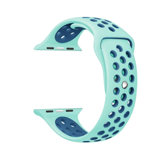 For Apple Watch Ultra 49mm&Watch Ultra 2 49mm / Series 10 46mm / 9&8&7 45mm / SE 3&SE 2&6&SE&5&4 44mm / 3&2&1 42mm Fashionable Classical Silicone Sport Watch Band(Green Blue) by buy2fix