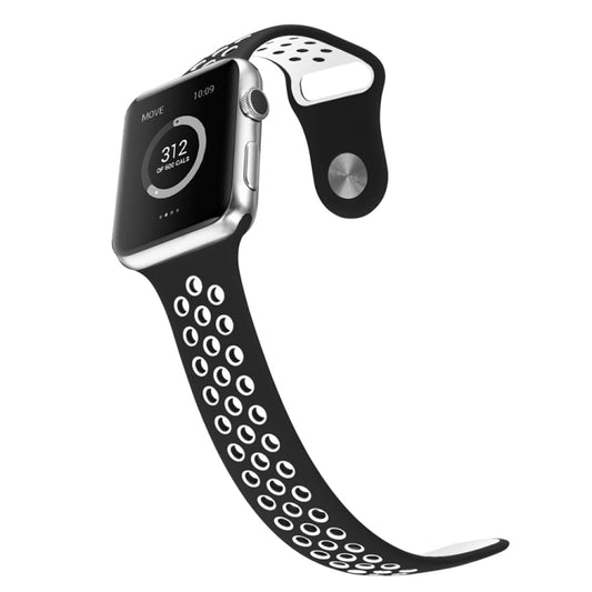 For Apple Watch Ultra 49mm&Watch Ultra 2 49mm / Series 10 46mm / 9&8&7 45mm / SE 3&SE 2&6&SE&5&4 44mm / 3&2&1 42mm Fashionable Classical Silicone Sport Watch Band(Black White) by buy2fix