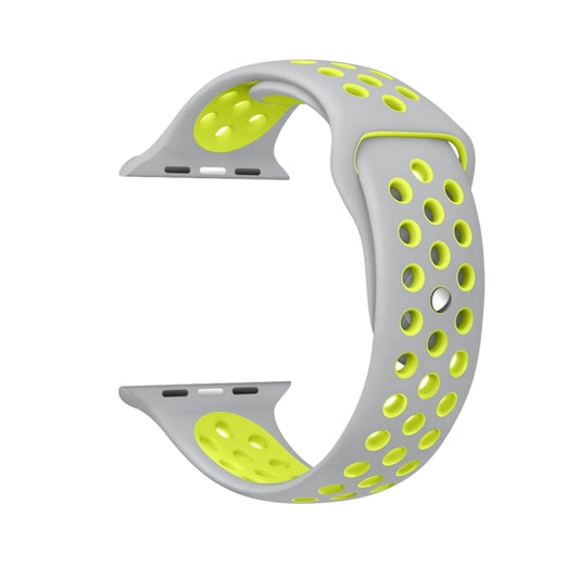 For Apple Watch Ultra 49mm&Watch Ultra 2 49mm / Series 10 46mm / 9&8&7 45mm / SE 3&SE 2&6&SE&5&4 44mm / 3&2&1 42mm Fashionable Classical Silicone Sport Watch Band(Grey Yellow) by buy2fix