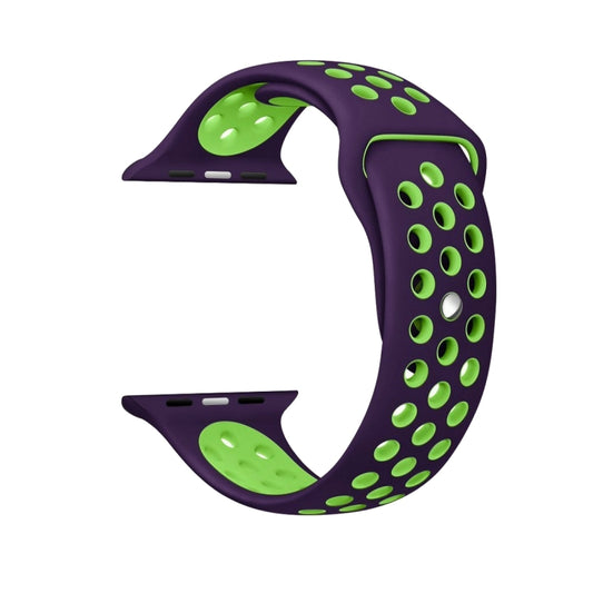 For Apple Watch Ultra 49mm&Watch Ultra 2 49mm / Series 10 46mm / 9&8&7 45mm / SE 3&SE 2&6&SE&5&4 44mm / 3&2&1 42mm Fashionable Classical Silicone Sport Watch Band(Purple Green) by buy2fix